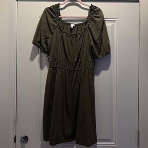 J. Crew Dark Olive Midi Dress 100% Cotton